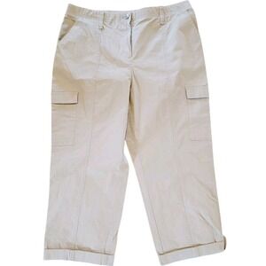Chico's 0.5 Fitigues Cargo Capri Pants Size 6-8 Taupe‎ Cuff Ankle NWT RV $55